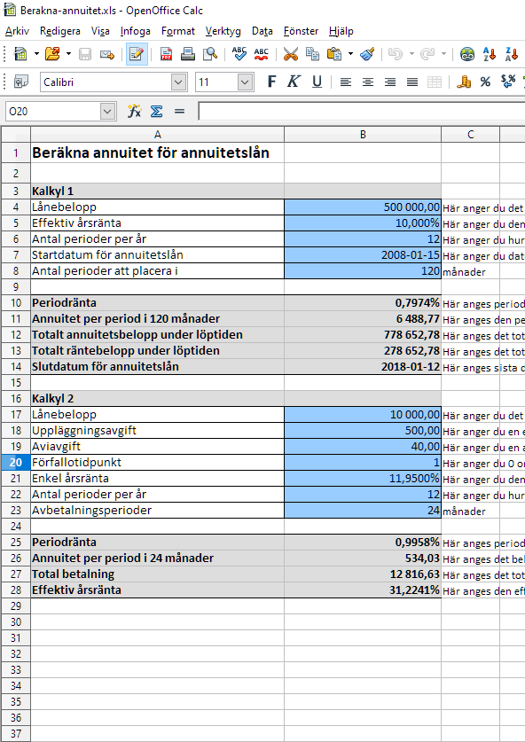 Bild av Beräkna annuitet på annuitetslån