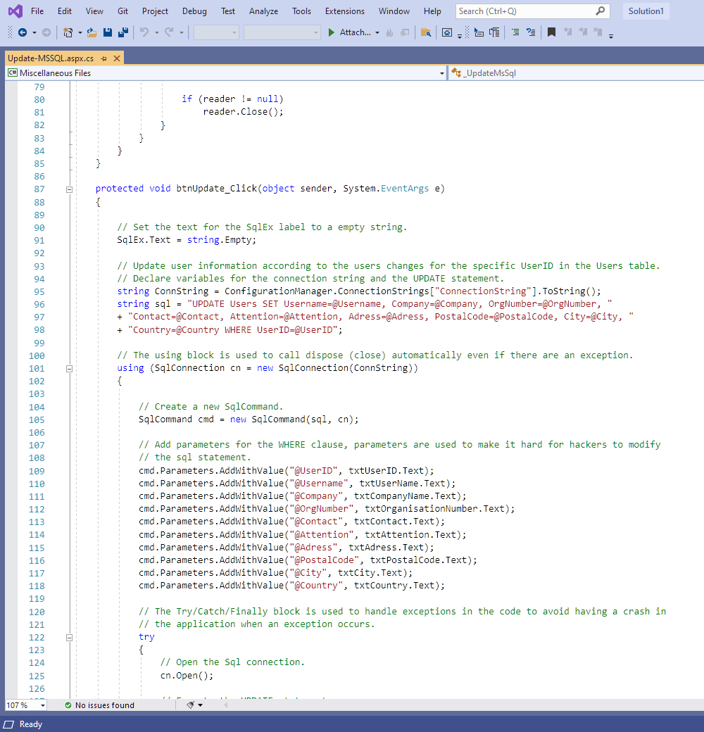 Bild av UPDATE i MS SQL databas (C#, VB och ASP.NET)