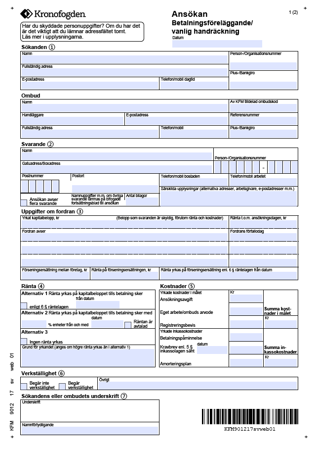 Bild av Ansökan om betalningsföreläggande