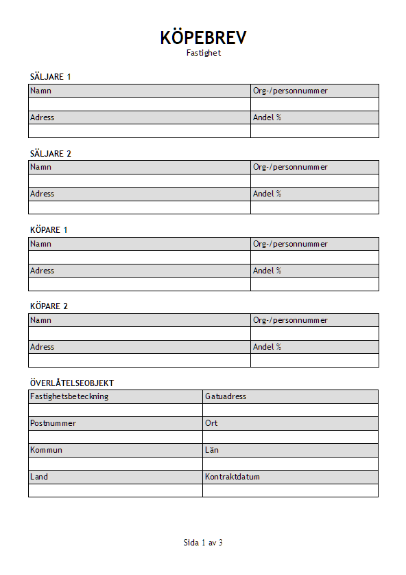 Bild av Köpebrev till fastighet