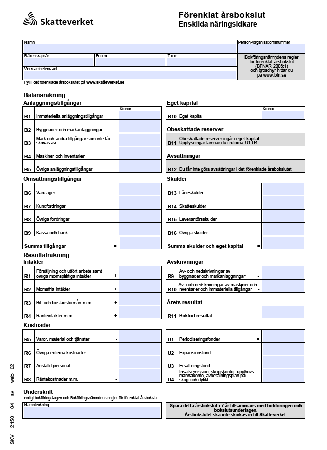 Bild av Förenklat årsbokslut i enskild firma enligt K1 (BFNAR 2006:1)