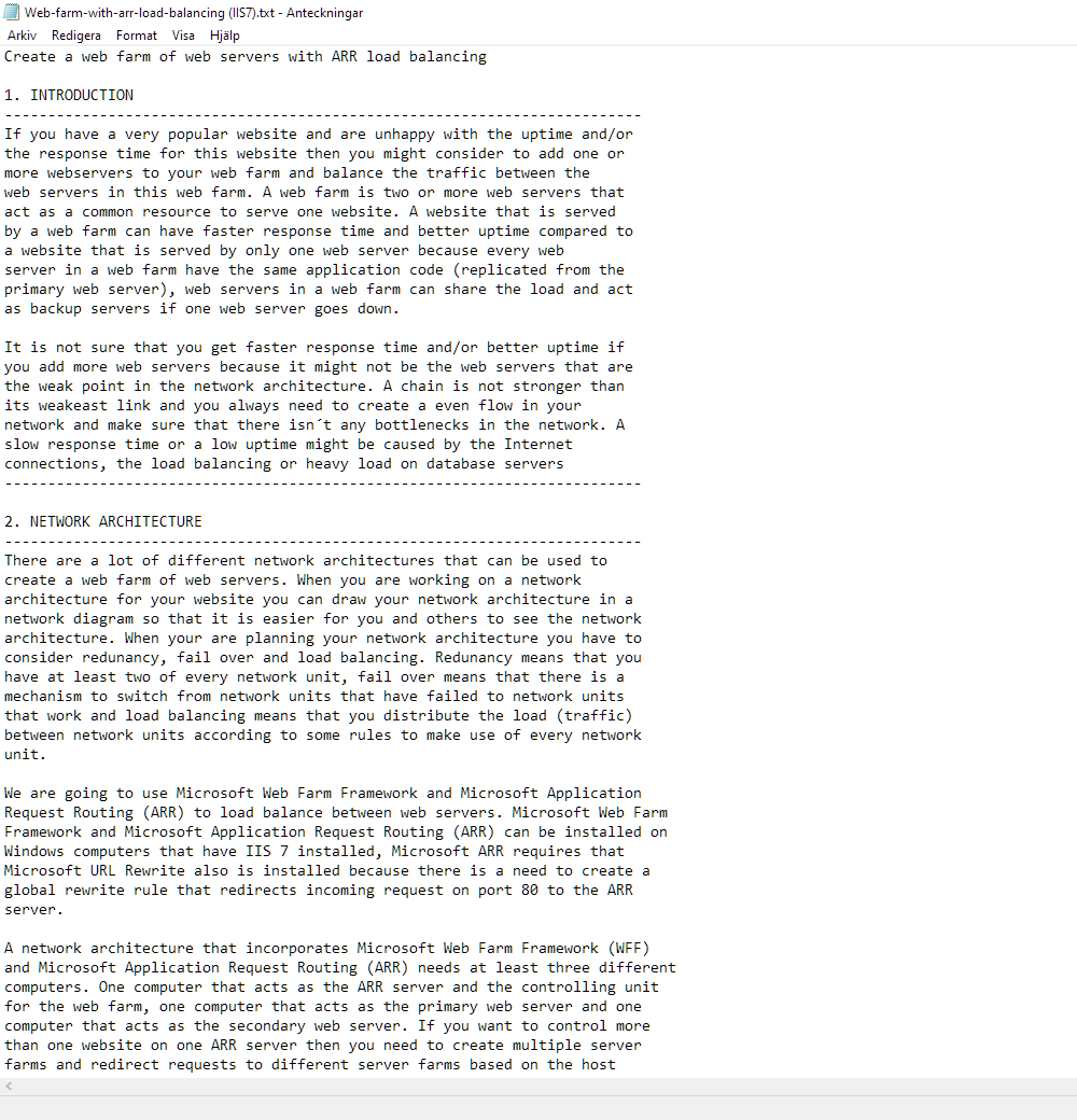 Bild av Skapa en lastbalanserad WEB FARM med Microsoft ARR (Windows)